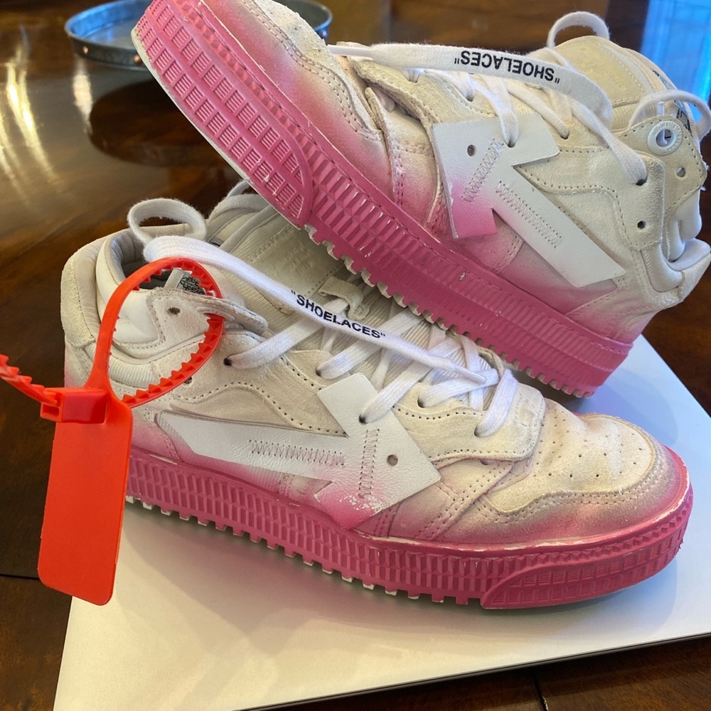 Off-White Pink and White Sneakers